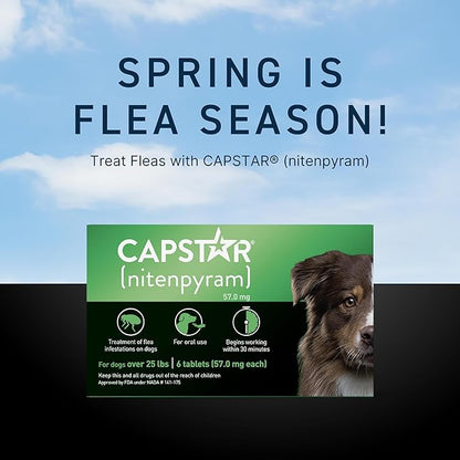 Capstar for Dogs (nitenpyram), Fast-Acting Oral Flea Treatment for Dogs Over 25+ lbs, Vet-Recommended Flea Medication Tablets Start Killing in 30 Minutes, 12 Doses (Includes Two 6-Count Boxes)
