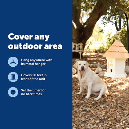 PetSafe Deluxe Outdoor Ultrasonic Bark Control - Elite No Barking Deterrent for All Dog Sizes - Up to 1/4 Acre (50 ft) Coverage - Weatherproof - Timer for Scheduled Activation - Bird House Design