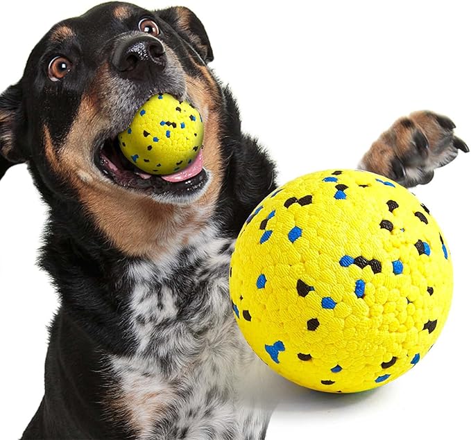 Kimee Dog Balls Tennis Ball Dog Toys for Aggressive Chewers, Floating Water Toy, Teething & Fetch Toy for Large Medium Small Dogs and Puppies (1 Ball)