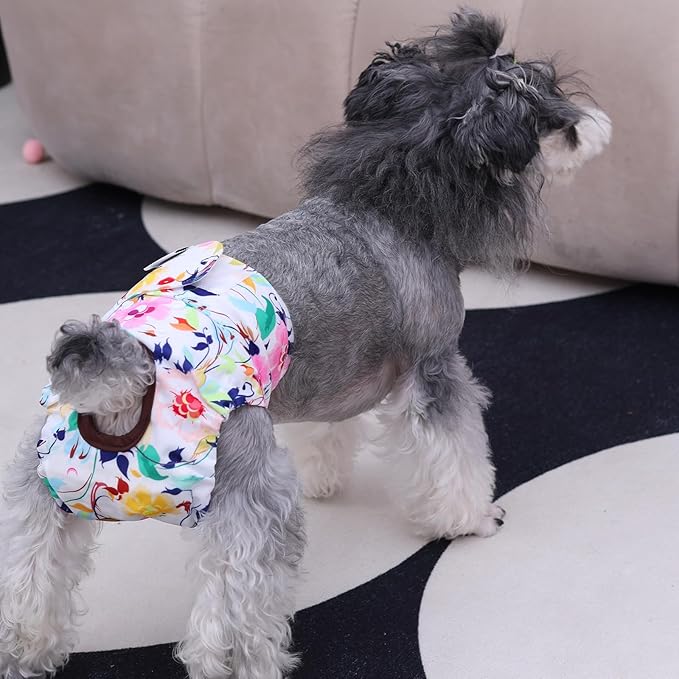 CuteBone Dog Diapers Female Washable Small Medium Large 3 Pack Reusable Doggie Diapers Puppy Period Pants for Doggy Heat Cycle Peeing