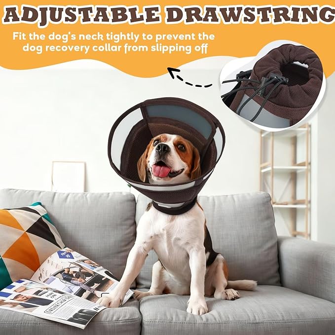 Soft Dog Cone for Dogs After Surgery,Foldable Dog's Cone Collar,Adjustable E Collar Alternative to Stop Licking,Pet Cones for Dog,Doggy Surgery Collar,Dogs Recovery Collars & Cones,Brown,XL