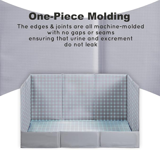 HQ4US 4LEGS Dog Litter Box, Pee Pad Holder Foldable, Indoor Dog Potty Tray for Puppy & Medium Dogs, High Walls, Seamless, No Assembly, Waterproof, Easy to Clean, No Spill,Portable for Travel