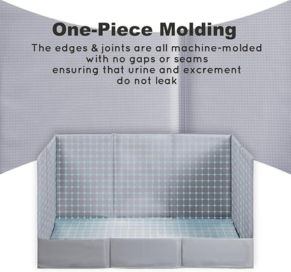 HQ4US 4LEGS Dog Litter Box, Pee Pad Holder Foldable, Indoor Dog Potty Tray for Puppy & Medium Dogs, High Walls, Seamless, No Assembly, Waterproof, Easy to Clean, No Spill,Portable for Travel