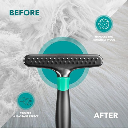 DOGI Deshedding Brush Comb - Undercoat Rake for Dogs, Cats, Short, Long Hair Coats - Double Row Stainless Steel Pins - Reduce Shedding by 90% (Green)