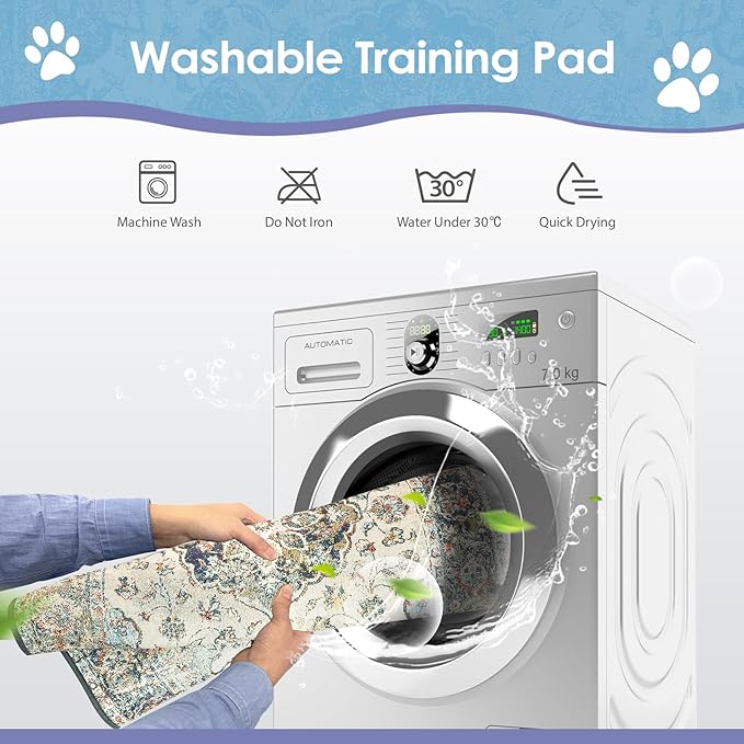 SCLOSE Washable Pee Pads for Dogs Large 2 Pack, 48" x 48" Reusable Puppy Pads Waterproof Dog Rugs, Super Absorbent, Leakproof, Dog Crate Pad, Playpen Mat, Whelping Pads, Vintage Medallion