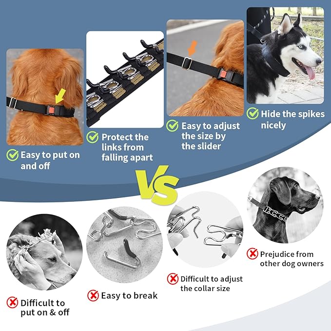 Mayerzon Dog Collar, Patented Martingale No Pull Collar for Small Medium Large Dogs with Buckle for Walking Training, Hidden Design (Black, X-Large,2.5mm,22"-27.5" Neck)