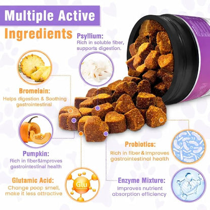 300 Chews No Poo Chews-No Poop Eating Deterrent for Dog-Coprophagia Deterrent for Dogs-Prevent Stop Dogs from Eating Poop Supplement with Digestive Enzymes&Probiotics-Breath Freshener-Chicken