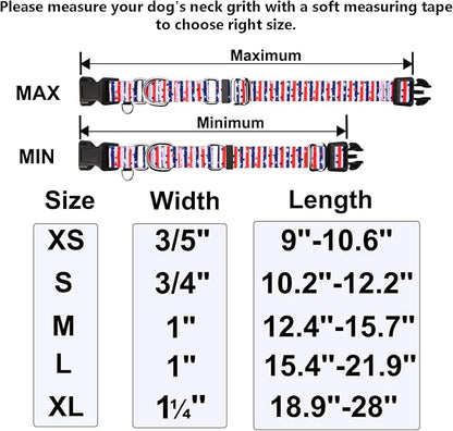 American Flag Martingale Collar 4th of July Star Holiday Dog Collar with Buckle Adjustable Pet Collars (Red Blue Patriotic Stripes, Medium)