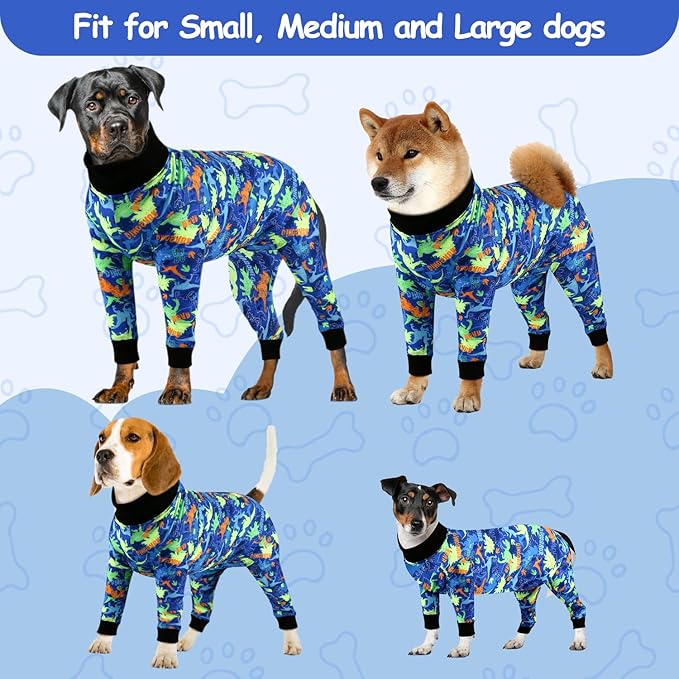 Etdane Dog Surgery Suit Recovery Suit for Dogs Female Spay, Male Neuter Dog Onesie After Surgery Surgical Bodysuits Anti Shedding Suit Dinosaurs/XS