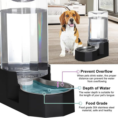 Sfozstra Large Dog Water Dispenser: 8L Large Capacity Gravity Water Feeder - Less Refills for Multi-Pet Homes - Stainless Steel Bowl - Easy Refill & Maintenance - for Medium/Large Dogs - Garage/Patio