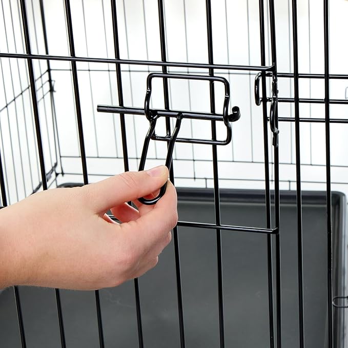 Carlson Pet Products Double Door Metal Dog Crate with Divider, Small 24" Dog Crate for Small Dogs & Puppies, Foldable Collapsible Dog Kennel with Removable Tray, Wire Dog Cage for Training & Travel