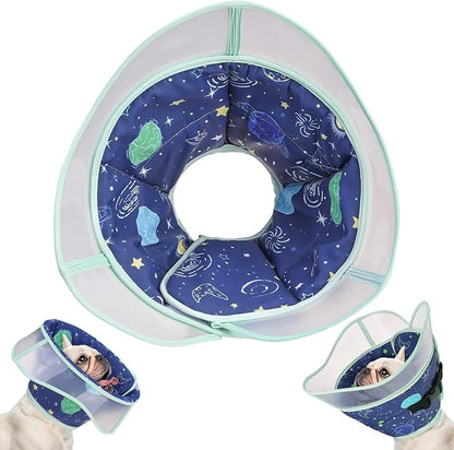 SCENEREAL Dog Cone for Dogs After Surgery, Adjustable Cone Collar Alternative to Stop Licking for Wound Care, Spay, Neuter, Soft Recovery Cone E-Collar Neck Collar for M L Size Dogs, Planet M