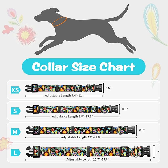 Kazazoo Dog Collar Cute and Soft Nylon Puppy Collar for Boy and Girl, Adjustable Dog Collars for Small Medium Dogs, Tropical-XS