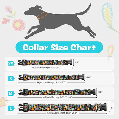 Kazazoo Dog Collar Cute and Soft Nylon Puppy Collar for Boy and Girl, Adjustable Dog Collars for Small Medium Dogs, Tropical-XS
