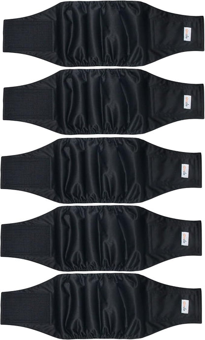 5 Pack Dog Diapers Male Reusable, Premium Belly Bands for Male Dogs, High Absorbing Pee Wraps for Doggie in Incontinence and Training Black XL
