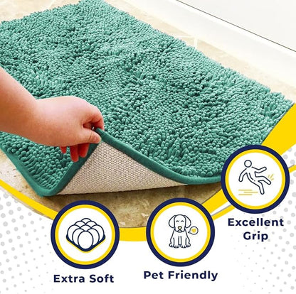 Muddy Mat® | Super Absorbent Door Mat Indoor, Microfiber Quick Dry Chenille Entryway Rug, Non-Slip Front Door Mat, Indoor Mats for Entryway, Machine Washable Pet Rug, Seafoam Green 59"x24"