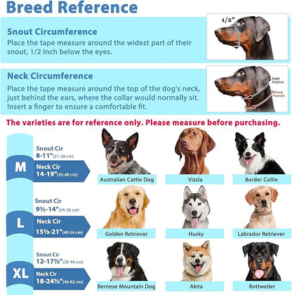BARKLESS Soft Dog Head Collar, Patented Padded No Pull Head Halter, Training Nose Leash with Safety Link for Medium Large Dogs, Adjustable Muzzle Leash, Easy Control for Walking(Black, M)