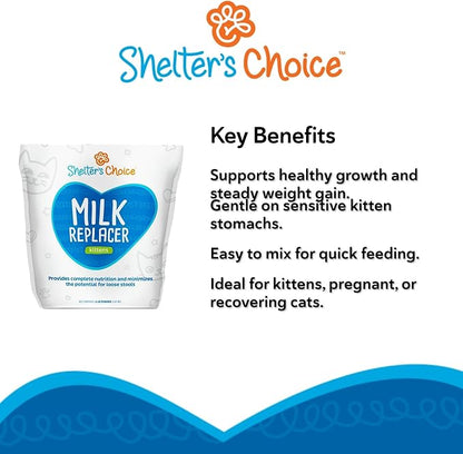 Revival Animal Health Shelter’s Choice Kitten Milk Replacer Powder, Complete and Balanced Milk Formula for Kittens and Adult Cats, Supports Healthy Growth and Digestion, 8 lb