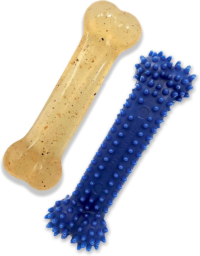 Nylabone Original Bone Flexi Chew Toy for Dogs, Flexible Dog Toys for Moderate & Gentle Chewers, Chicken Flavor, Medium - Up to 35 lbs, 2 Pack