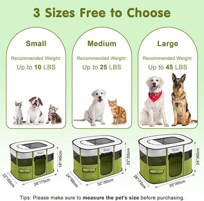Dog Playpen, Portable Pet Playpen Cat PlayPens, 600D Oxford Dog Kennel Tent Crate, Waterproof&Breathable, Indoor Outdoor Travel Camping Use for Medium/Large Breed with Carrying Case+Folding Bowl(M)