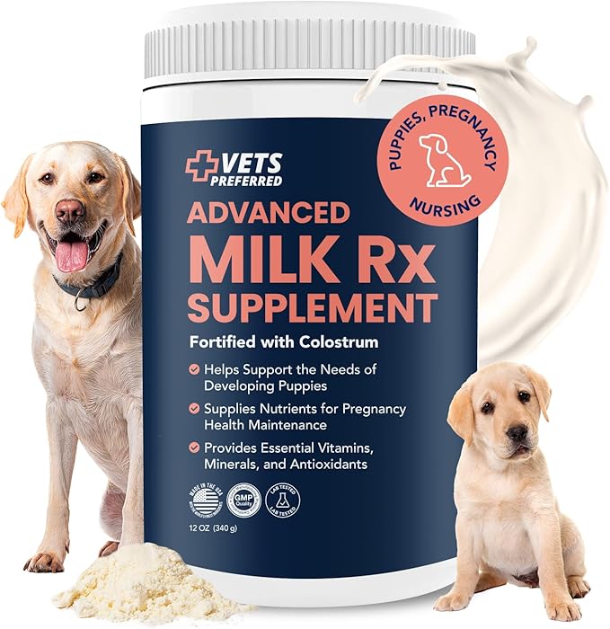 Vets Preferred Puppy Milk Replacement Formula - Dog Milk Replacer Powder Supplement for Pregnant, Lactating, Aging Dogs - Enriched with Colostrum - Nutritious Nursing Formula for Puppies - 12 Oz