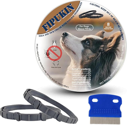 Flea and Tick Collar for Large Dogs, 2‑Pack | Double Protection for Multi‑Dog Homes, 8‑Month Waterproof Design | Natural Essential Oils, No Harsh Chemicals