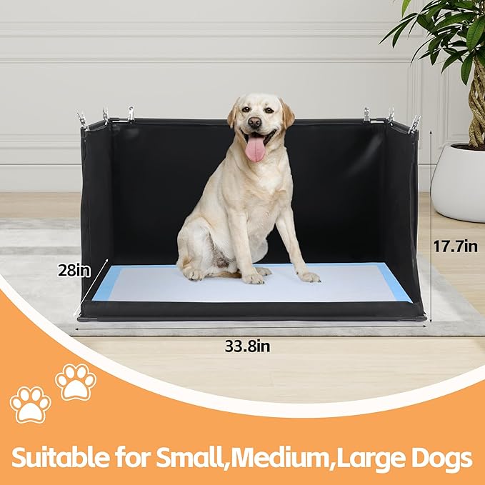 HOMBYS Dog Pee Pad Holder with High Walls, No-Spill Indoor Potty for Large Dogs, Foldable Puppy Litter Box, Patent Pending (33.8" L x 28" W x 17.7" H)