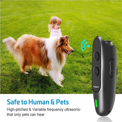 Anti Bark Device for Dog-Variable Frequency Ultrasonic Dog Bark Deterrent Rechargeable 2 in 1 Dog Barking Control Device Handheld Dog Training Tool Barking Behavior Trainer 16.4 Ft Range 100% Safe