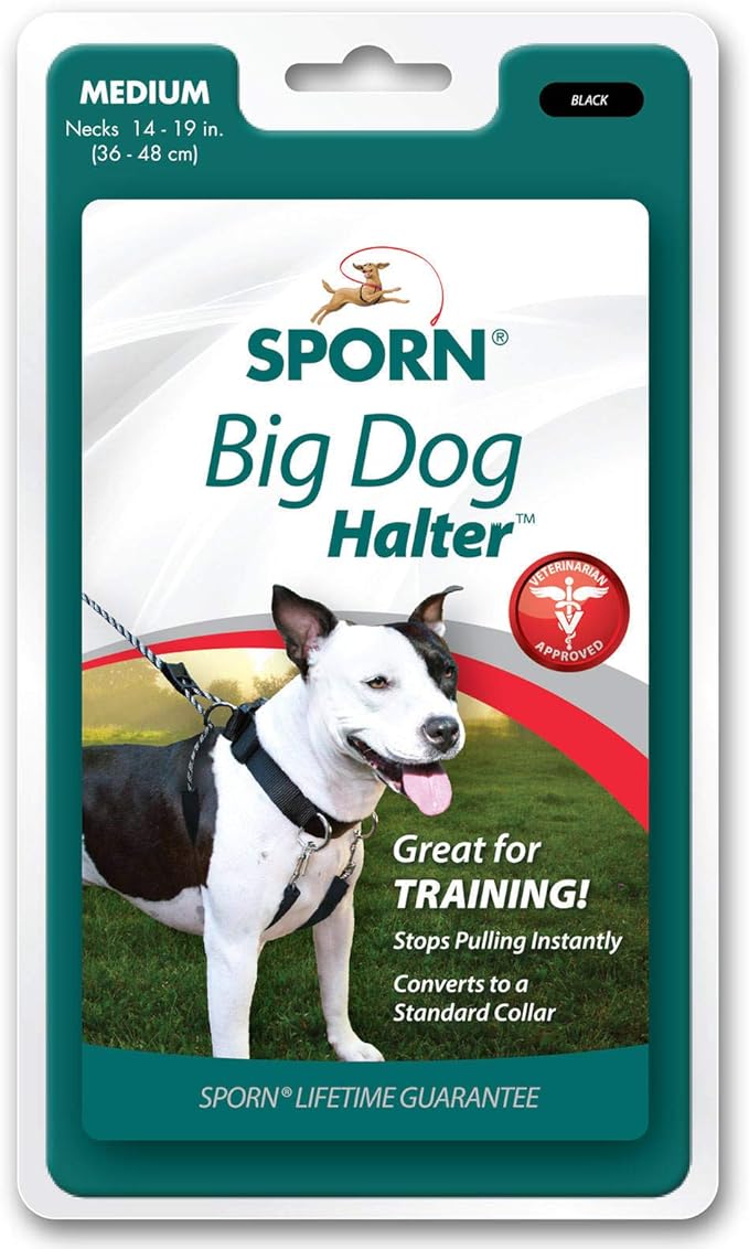 SPORN Dog Training Halter, Black, Medium
