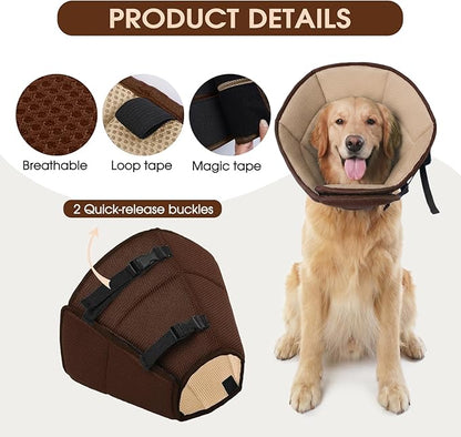 Dog Cone Collar After Surgery for Medium Dogs, Adjustable Soft Recovery Cone for Dogs to Stop Licking Biting, Comfortable Pet Elizabethan Alternative for Wound Healing