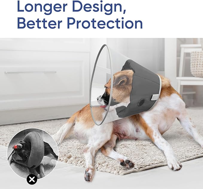 Supet Upgraded Dog Cone with Soft Liner, 20% Lighter Plastic Elizabeth Collar After Surgery to Stop Licking, for Spay Neuter Skin Problems Recovery, for Small Medium Active Large Dogs(Black,XL)
