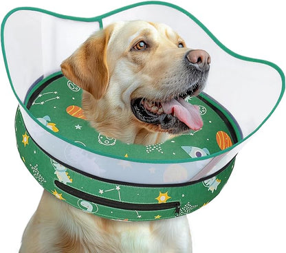 Elevated Inflatable Dog Cone Collar to Stop Licking, Dog Donut Collar After Surgery, Soft Pet Cone Alternative for Small Medium Large Dogs