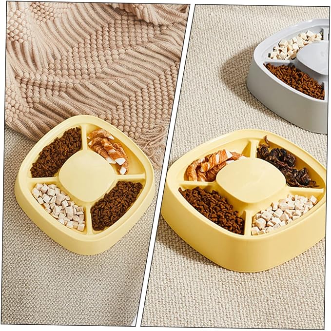 Cat Bowl and Dog Feeder Non- and Food Multi-Functional Pet Feeder for Small Dogs and Cats Easy to Material Divided Bowl