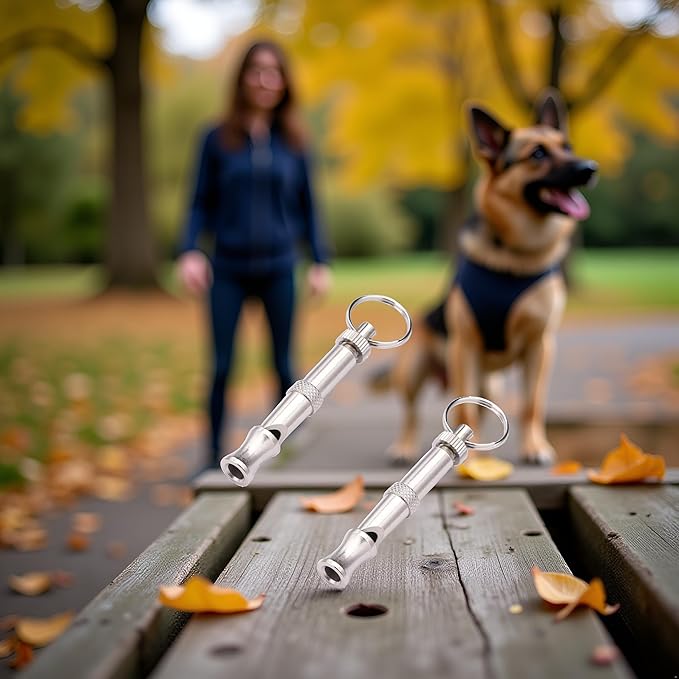 2Pcs Silver Adjustable Ultrasonic Dog Whistle, Portable Whistle Pet Whistle Supersonic Whistle Dog Whistles for Pet Training, Training and Behavior Aids, Dog Whistle Training