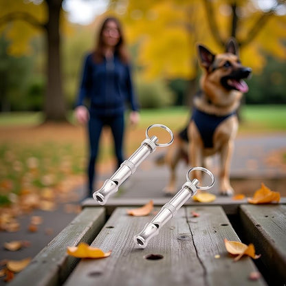2Pcs Silver Adjustable Ultrasonic Dog Whistle, Portable Whistle Pet Whistle Supersonic Whistle Dog Whistles for Pet Training, Training and Behavior Aids, Dog Whistle Training
