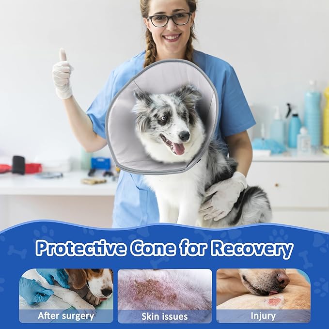 BARKLESS Dog Cone, Soft Cone for Dogs After Surgery to Stop Licking, Alternative to Recovery Collar, Adjustable Elizabethan Collar for Neutering and Wound Care