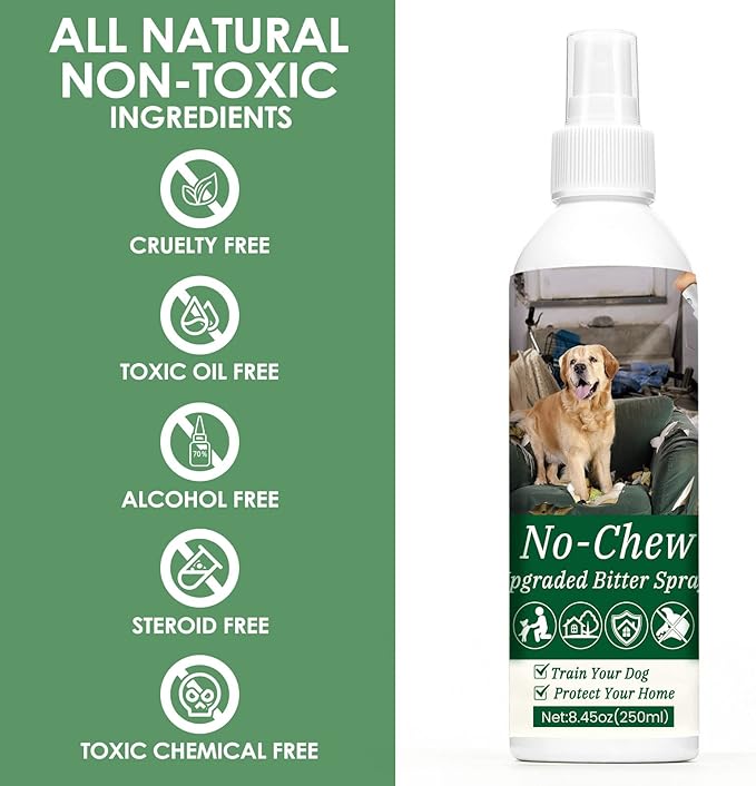Bitter Apple Spray for Dogs 250ML - No Chew Spray for Cats to Prevent Scratching, Dog Repellent & Anti Chew Spray to Stop Dogs from Chewing Furniture, Pet Training Aid