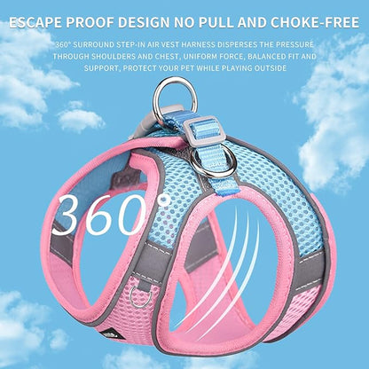 AIITLE Escape Proof Dog Harness - Step in Adjustable Dog Harness No Choke Over with Breathable Mesh and Quick-Release Buckle for All Weather- Outdoor Walking, Training for Medium Dogs Pink XL