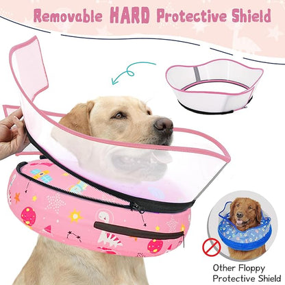 Elevated Inflatable Dog Cone Collar to Stop Licking, Doggie Donut Collar After Surgery, Soft Dog Cone Alternative for Small Medium Large Dogs