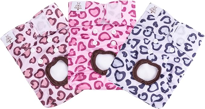 CuteBone Dog Diapers Female Washable Small Medium Large 3 Pack Reusable Doggie Diapers Puppy Period Pants for Doggy Heat Cycle Peeing