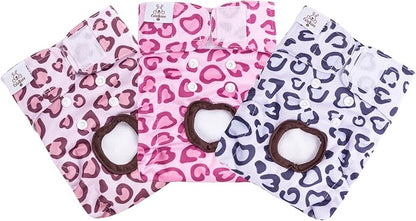 CuteBone Dog Diapers Female Washable Small Medium Large 3 Pack Reusable Doggie Diapers Puppy Period Pants for Doggy Heat Cycle Peeing