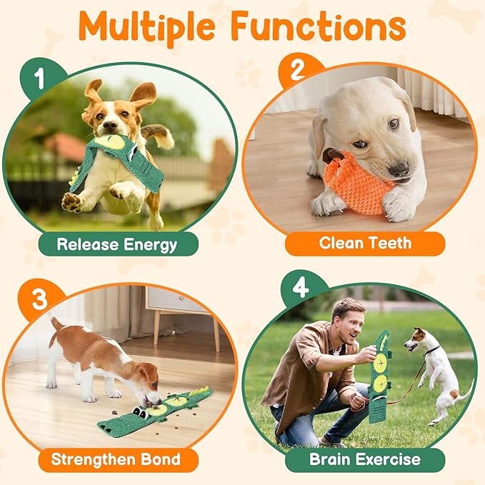 2 Pack Dog Toys for Aggressive Chewers - Interactive Dog Toys, Interactive Puppy Dog Chew Toys with Squeaker & No Stuffing Dog Puzzle Toy (Suitable for Small and Medium Dogs)