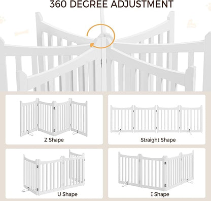 Yaheetech 24" H Freestanding Pet Gate for Dogs Wooden Dog Gates for Hallway, Doorway Collapsible Indoor Pet Fence with Support Feet Stair Barrier 4 Panels Fence White