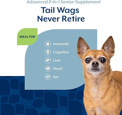 NaturVet Senior Advanced 5-in-1 Support Dog Supplement – Helps Support Immune System, Heart, Liver, Cognitive Function, Eye Health – Includes Ginkgo Biloba, Lutein – 60 Ct.