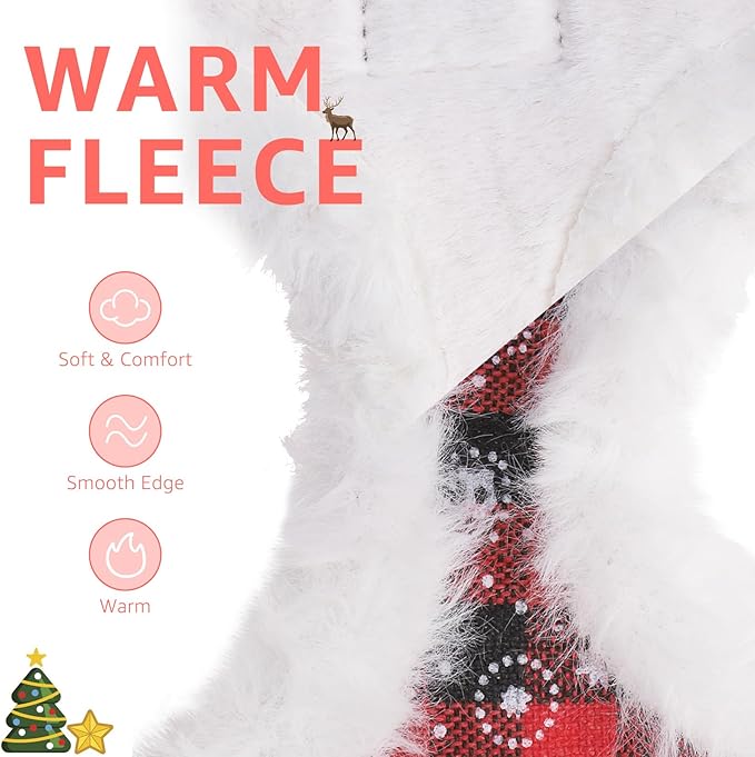 SCENEREAL Dog Christmas Harness Collar and Leash Set, Warm Fleece No Pull Puppy Vest Harnesses No Chock Adjustable Small Pet Halter for Outdoor Walking Training, Black Red Plaid XS