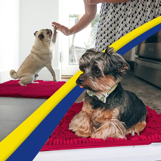 Muddy Mat® | Super Absorbent Door Mat Indoor, Microfiber Quick Dry Chenille Entryway Rug, Non-Slip Front Door Mat, Indoor Mats for Entryway, Machine Washable Pet Rug, Maroon 35"x60"