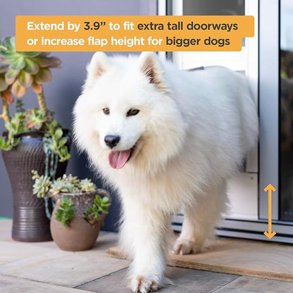 Hakuna Pets Patio Pet Door 3.9” Height Extension, Fits Screen Insert Panel for Small Doors, Silver
