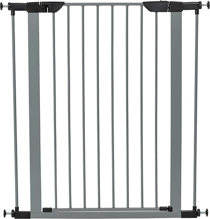 MidWest Homes for Pets 39-Inch High Walk-thru Pressure Mounted Gray Steel Dog Gate, Expands to 38 Inches Wide, No Damage to Walls, Includes 3-inch Extensions, For Small to Medium Pets