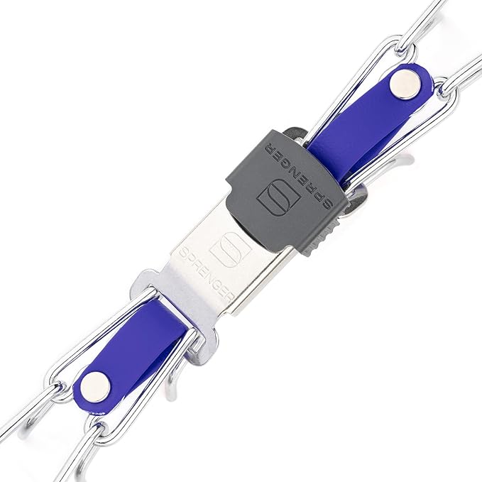 Herm Sprenger Chrome Plated Steel Dog Collar with Quick Release ClicLock Buckle and Biothane Insert Training Collar for Dogs Made in Germany (Blueberry Royal, 23in x 3.2mm(Neck Size up to19-20in))