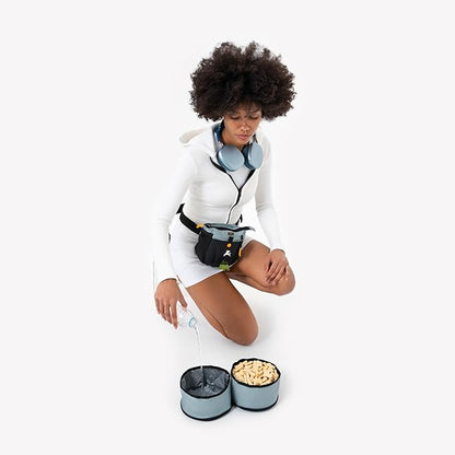 OllyDog Superbowl | Collapsible Dog Travel Bowl | 2 Compartment Food & Water | Foldable| Portable Dog Bowl | Hiking, Camping (St. Lucia)